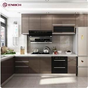 New model water proof  kitchen cabinet set plywood carcase lacquer kitchen cabinet  with aluminum handle design