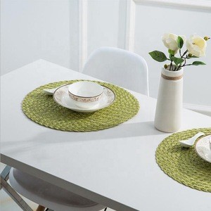 New PP Wire Woven Mat Kitchen Dinner Handmade Pad Children&#39;s Table Round Woven Placemat