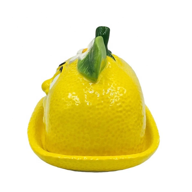 New Style Lemon Design Butter Dish Dessert Plates Bread Tray Cheese Box With Cover For Home Dinner