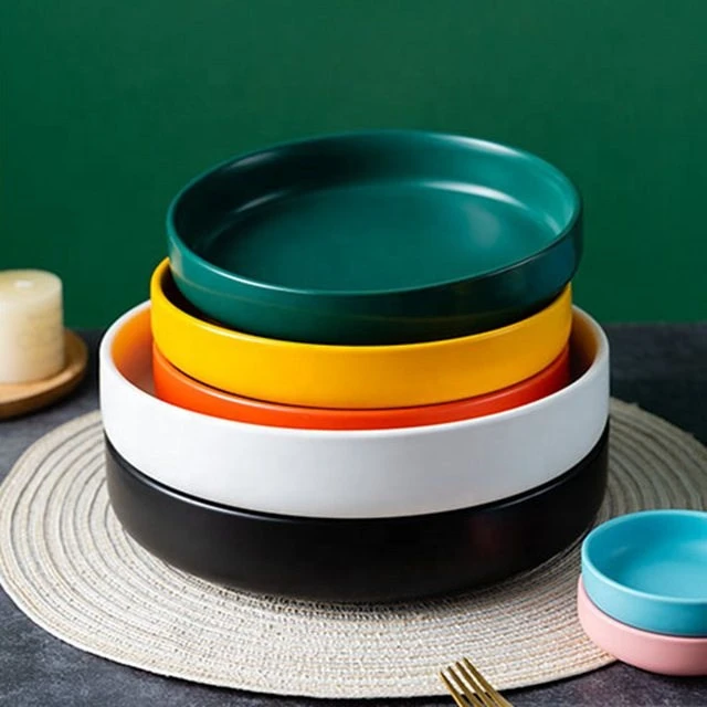 Nordic Matte Color 8/10 inch set plate dinnerware / Stoneware Kitchen Restaurant pasta plate