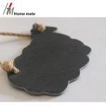 Novelty Animal Shaped Black Slate Stone Hanging Blackboard/Erasable Chalk Board/Memo Message Board -Sheep
