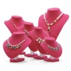 OEM Premium Quality Velvet Muitl Size Pink Jewelry Mannequin Packaging &amp; Display Necklace Stand Holder Bust