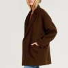OEM Winter  Fashion Casual Long Sleeve Pockets Button V-neck Trench Woolen Overcoat For Women