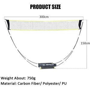 Outdoor Backyard Pop UP Badminton Net With Poles Stand ,  Portable Foldable  3m Wide  Volleyball Tennis Badminton Net