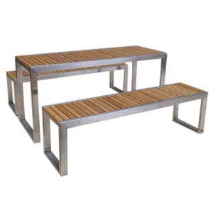 Outdoor dining Table Set with bench chair seat rectangle wood picnic table bench