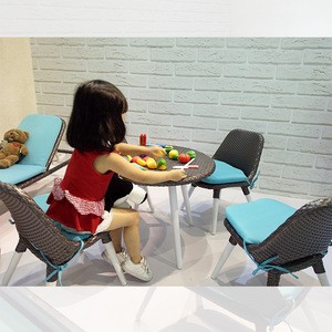 outdoor lightweight space saving garden rattan wicker kids table and chair set