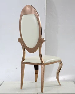 Oval gold metal stainless steel wedding chair for restaurant and dining