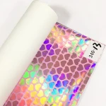 peach heart pattern embossing holographic  pu leather for bags and shoes  XHT-340(1-6#)
