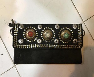Perfect Handmade Moroccan Suede Ruby Stone Handbags