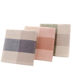 Plain plaid towel 100% cotton one side gauze one side wool ring pure cotton towel adult face towel