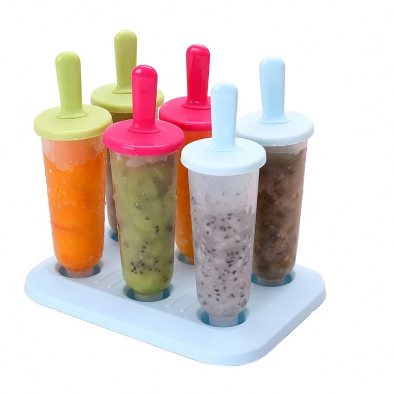 Popsicle Molds Ice Pop Molds Maker Set of 6 Reusable Trays BPA-Free Frozen Popsicle Mould