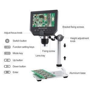 Portable 600X Digital USB Microscope  Magnifier Camera Al-alloy Stent 4.3" LCD Electron HD Video Microscopes