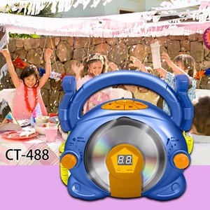 Portable Kids toy musical karaoke CD player customer logo stereo with mic speaker Manufacturer price CT-488