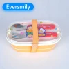 Practical dinner box children plastic tableware with stainless steel material