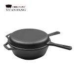 Pre-seasoned cast iron 2-In-1 multi cooker  dutch oven and skillet lid set oven safe cookware