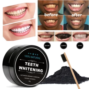 Private Label Teeth Care Products Activated Charcoal Powder Bamboo Toothbrush Teeth Whitening Kit
