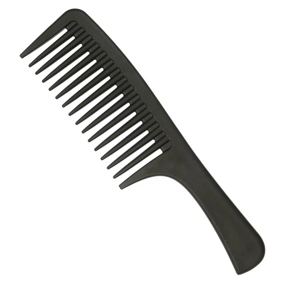 Private logo hot selling hair salon tool professional wide tooth detangling carbon hair comb