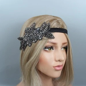 Professional Factory New Design Black Rhinestones Bridal Wedding goody hair accessories Headpiece For Girls