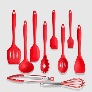 Professional FDA Silicon Cooking Sets Colorful Silicone Kitchen Utensil Accessories With Nylon Inside