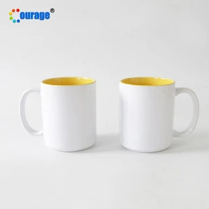 Promotional Custom Logo Ceramic Tea Mug Sublimation White 15OZ