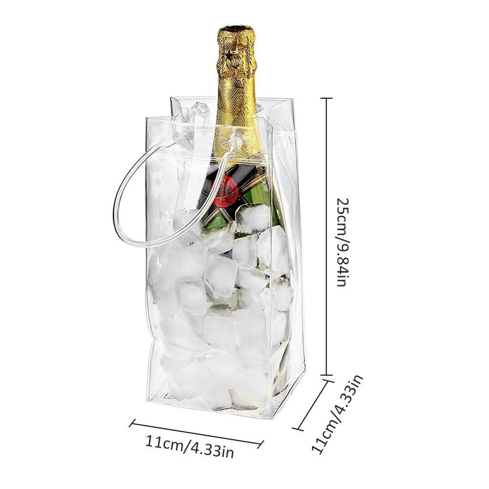 PVC Leakproof Cooler Bag Transparent  Portable Wine Pack Champagne Bottle Chiller Bag