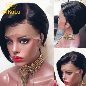 Qingdao Pixie Short JoJo Straight Custom Closure Wig,Cuticle Aligned Pre-Plucked With Baby Hair Remy Human Hair Closure Wigs