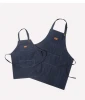 Quality Adjustable Metal Tie  Washed Denim Apron For Hotel Restaurant Waiters and Kids