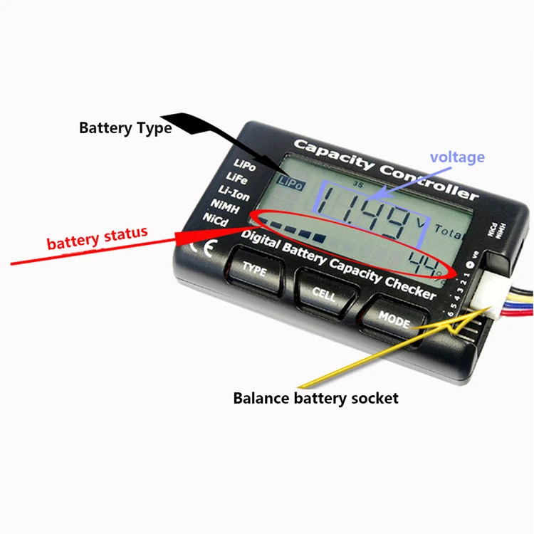 RC Cellmeter 7 Digital Cell Battery Capacity Checker Controller Voltage Detector Tester For LiPo LiFe Li-ion Nicd NiMH