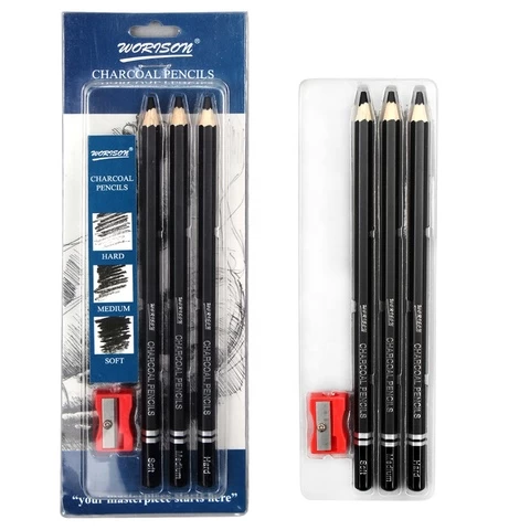 Ready to ship 3Piece Sketch & Drawing Pencil Set For Artists Pencil and Charcoal Set
