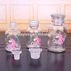 reagents laboratory bottles 170ml with glass lids custom design glass bottle