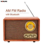 Real wooden vintage home radio retro AM FM portable radio with speaker