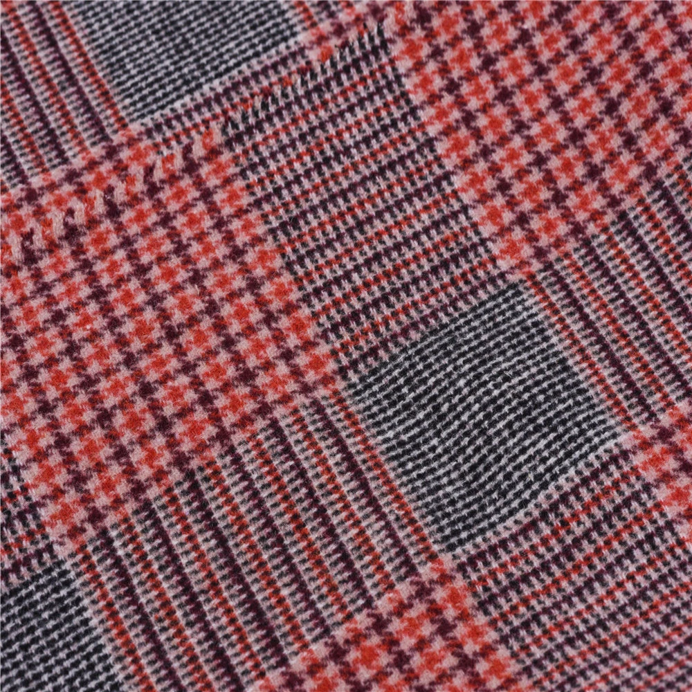 red double face wool  classical design wool customized wool for coat tartan polyester fabric