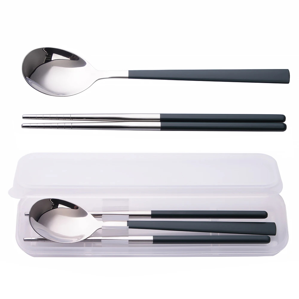 Royal Stainless Steel Sliver Plated Spoon And Chopsticks Travel Cutlery set