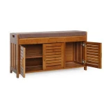 RSD Household Wooden Bamboo Shoe Rack, Shoe Cabinet, Footstools Shoe Storage Bench with Seat Cushion