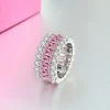 S925 sterling silver jewelry high-level simulation Moissan diamond pink diamond ring temperament diamond wedding ring
