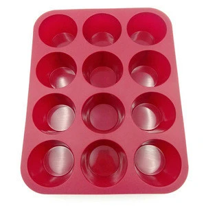 Sedex 4 Pillar Factory 12 Cups Wholesale baking tool Silicone Cake Mould