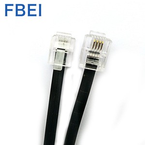 Sell indoor telephone cord  6P4C black telephone cords RJ11 telephone flat cable