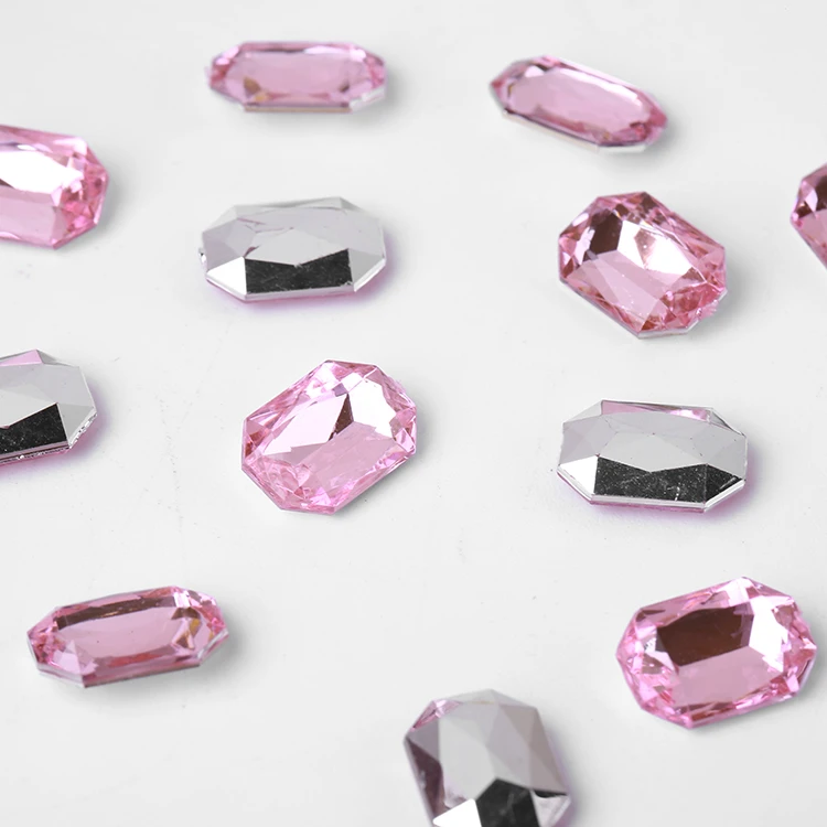Sharp Bottom Rectangle Glass Flatback Acrylic Rhinestones Crystal Round Rhinestone Diamond Acrylic