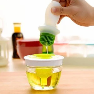Silicone Brush Baking Tools Glass Oil Pot Brush Heat Resisting BBQ Kitchen Tool Grill Oil Bottle Brushes Roast Meat