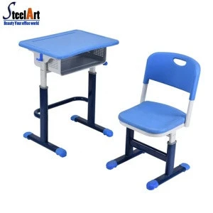 Single adjustable plastic school furniture desk