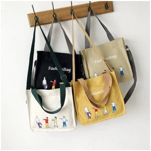 Slant cross canvas bag for Women 2020 new cute handbag cartoon shoulder bag for women Messenger bag