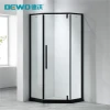 Sleek Matte Black Diamond-Shape Shower Enclosure with Stone Base (JJ5502)