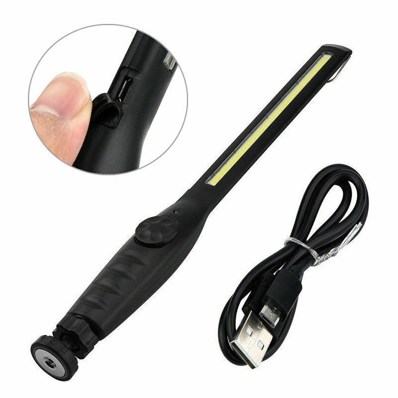 Slim USB Inspection LED Work Lamp With Magnetic Base, 360 Degree Rechargeable COB LED Work Light For Car Repair, Home, Garage