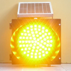 Solar Powered Yellow Amber Traffic Light 300mm
