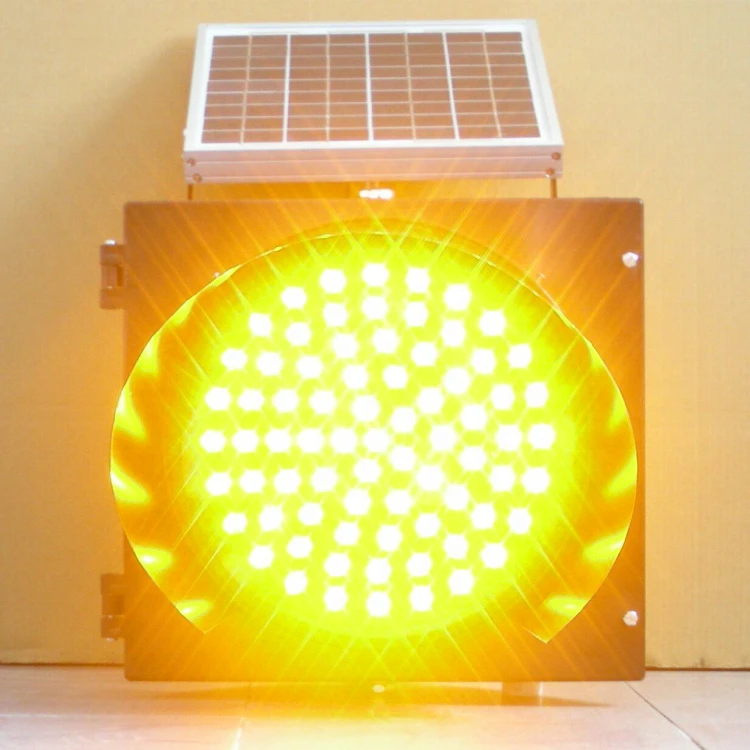 Solar Powered Yellow Amber Traffic Light 300mm