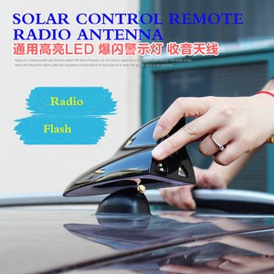 Solar waterproof led GRB flashing car roof top light am fm radio antenna