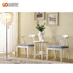 solid rubber wooden living room lounge chairs with small round table