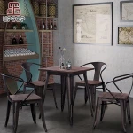 (SP-CT860) Industrial furniture design coffee shop metal table and dining chair wood