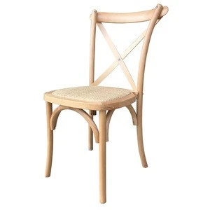 Stackable Oak Wooden Chair Cross X Back Dining Chair