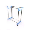 Stainless steel double  pole landing Telescopic shoes tower moveable display storage clothes rack